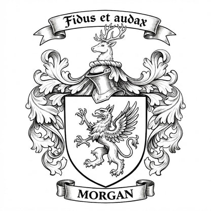 The Morgan Family Coat of Arms digital download: Includes Color PNG, B&W PNG, and SVG vector files