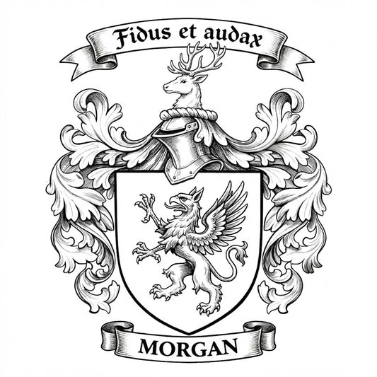 The Morgan Family Coat of Arms digital download: Includes Color PNG, B&W PNG, and SVG vector files