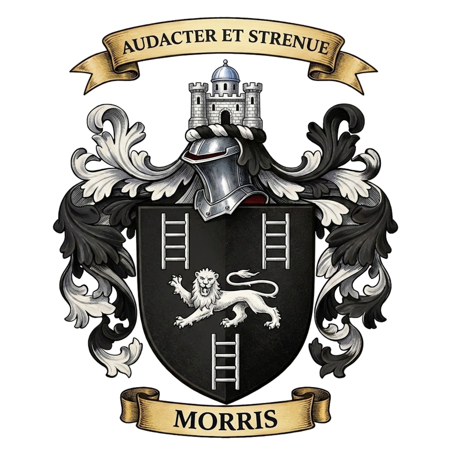 The Morris Family Coat of Arms digital download: Includes Color PNG, B&W PNG, and SVG vector files