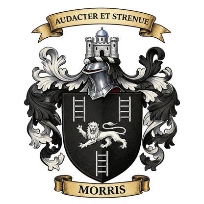 The Morris Family Coat of Arms digital download: Includes Color PNG, B&W PNG, and SVG vector files
