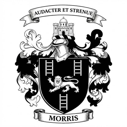 The Morris Family Coat of Arms digital download: Includes Color PNG, B&W PNG, and SVG vector files