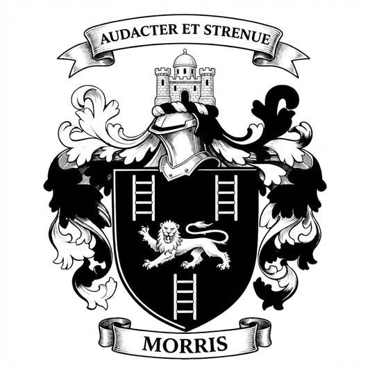 The Morris Family Coat of Arms digital download: Includes Color PNG, B&W PNG, and SVG vector files