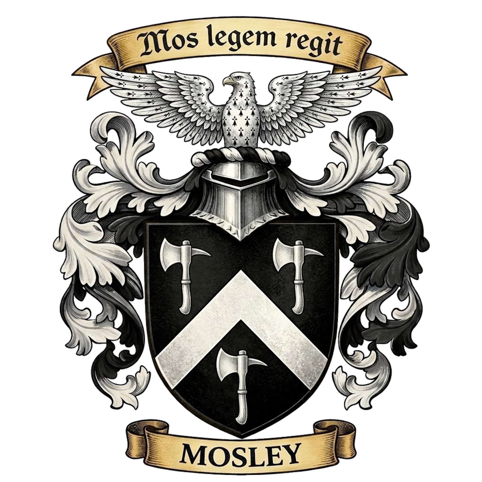 The Mosley Family Coat of Arms digital download: Includes Color PNG, B&W PNG, and SVG vector files