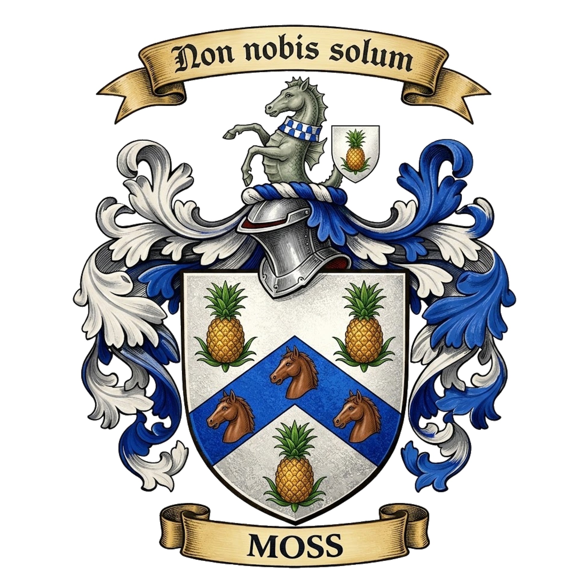 The Moss Family Coat of Arms digital download: Includes Color PNG, B&W PNG, and SVG vector files