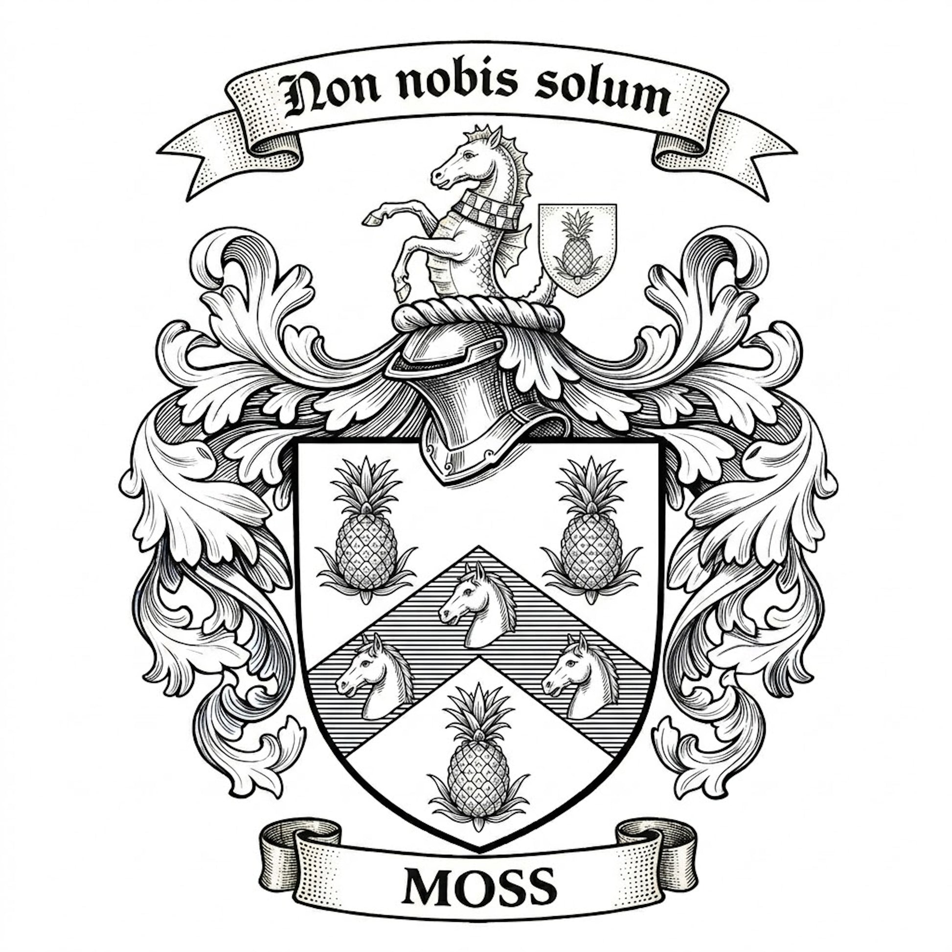 The Moss Family Coat of Arms digital download: Includes Color PNG, B&W PNG, and SVG vector files