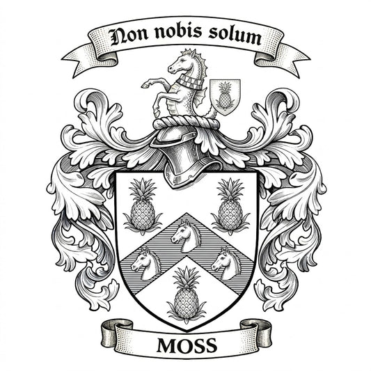 The Moss Family Coat of Arms digital download: Includes Color PNG, B&W PNG, and SVG vector files