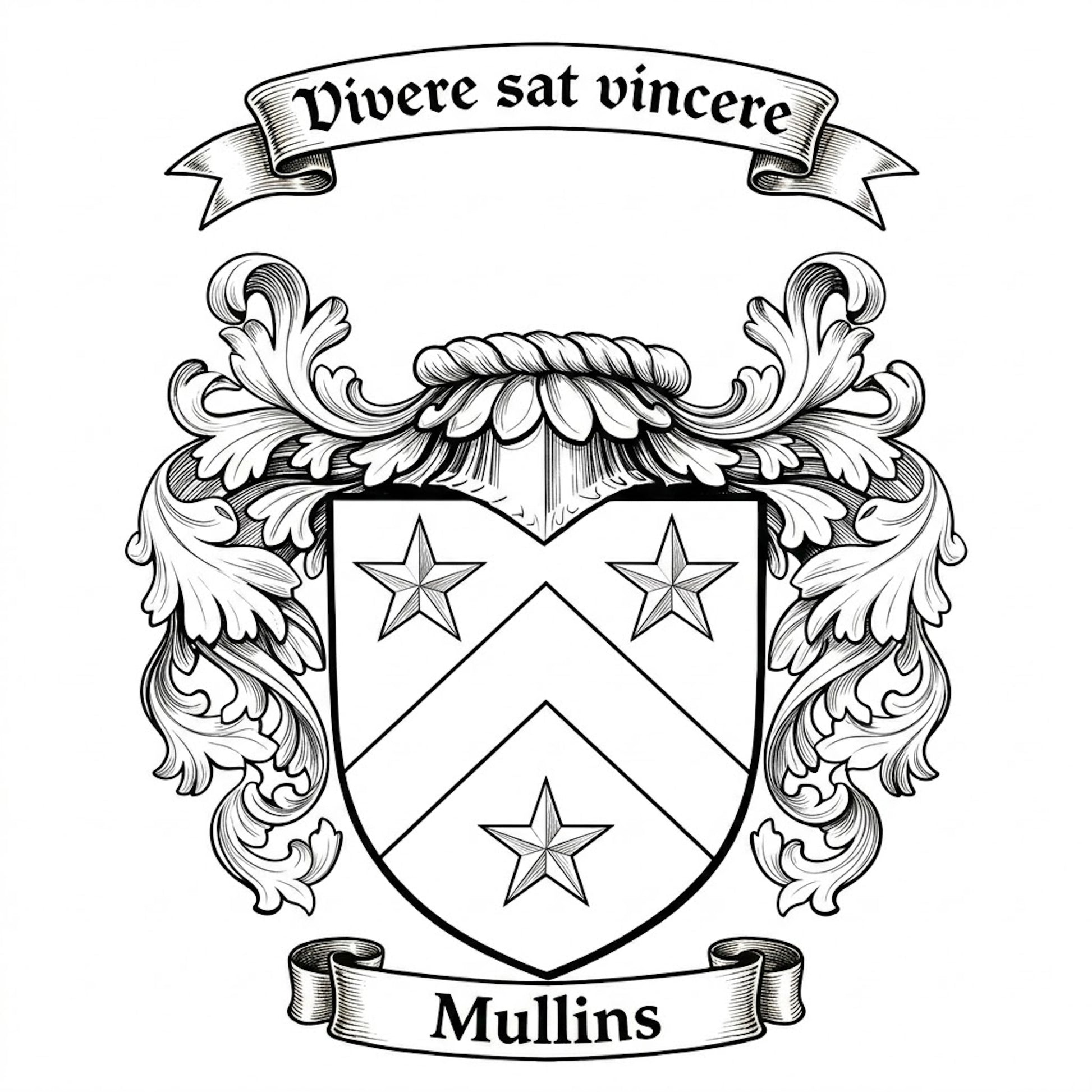 The Mullins Family Coat of Arms digital download: Includes Color PNG, B&W PNG, and SVG vector files