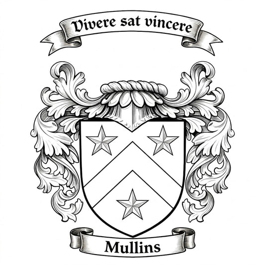 The Mullins Family Coat of Arms digital download: Includes Color PNG, B&W PNG, and SVG vector files