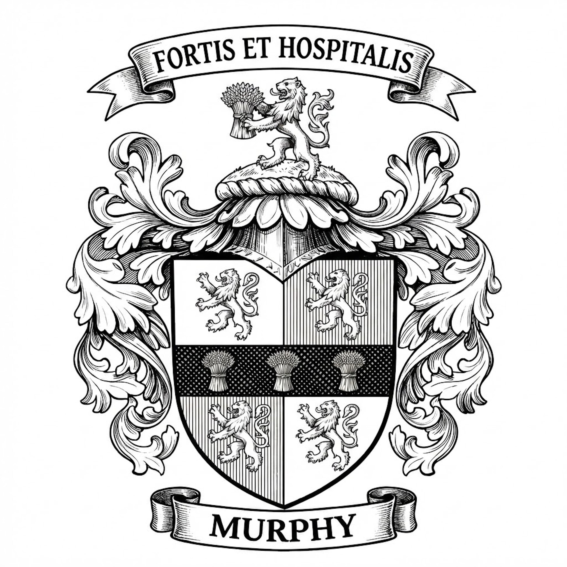 The Murphy Family Coat of Arms digital download: Includes Color PNG, B&W PNG, and SVG vector files