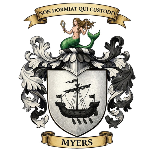 The Myers Family Coat of Arms digital download: Includes Color PNG, B&W PNG, and SVG vector files