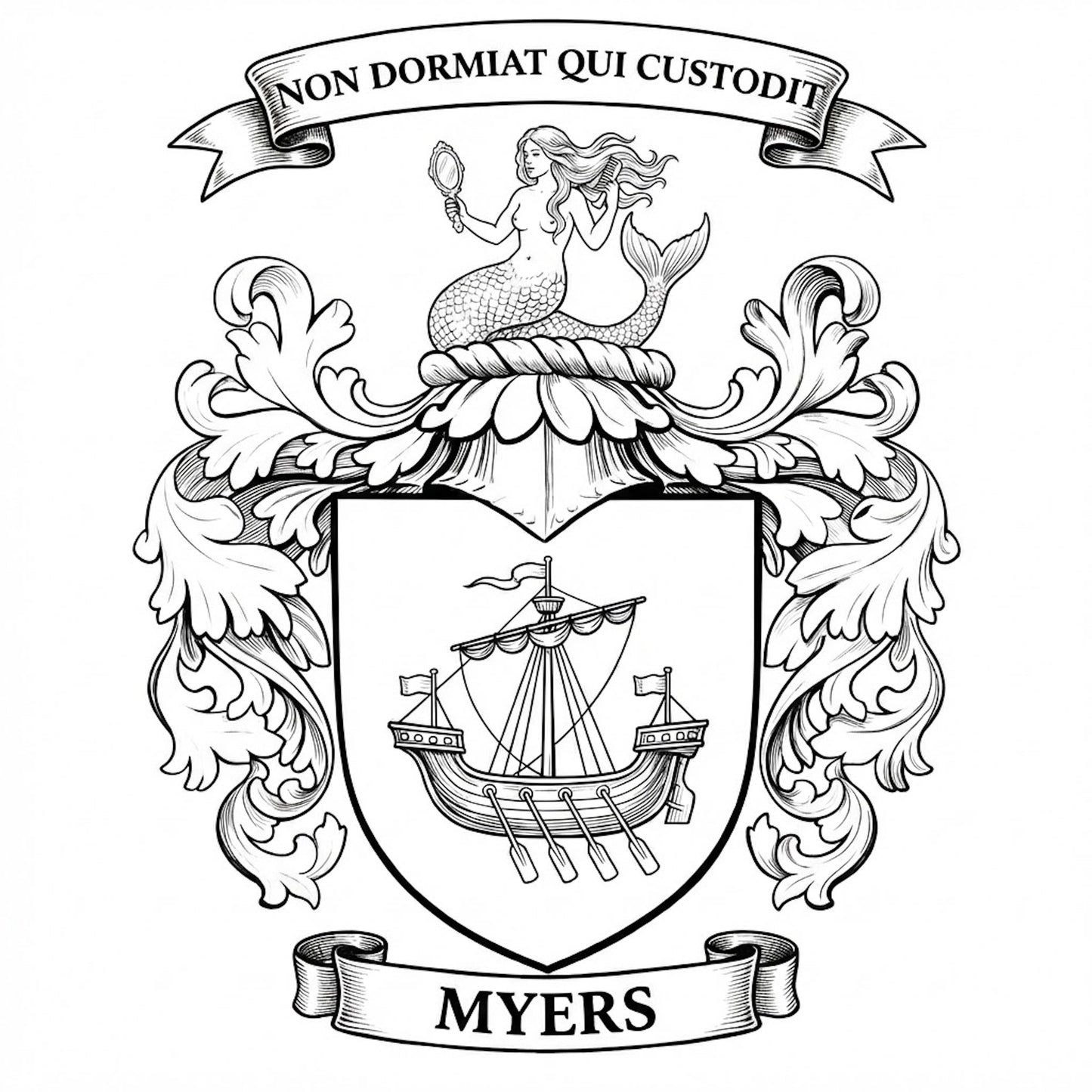 The Myers Family Coat of Arms digital download: Includes Color PNG, B&W PNG, and SVG vector files