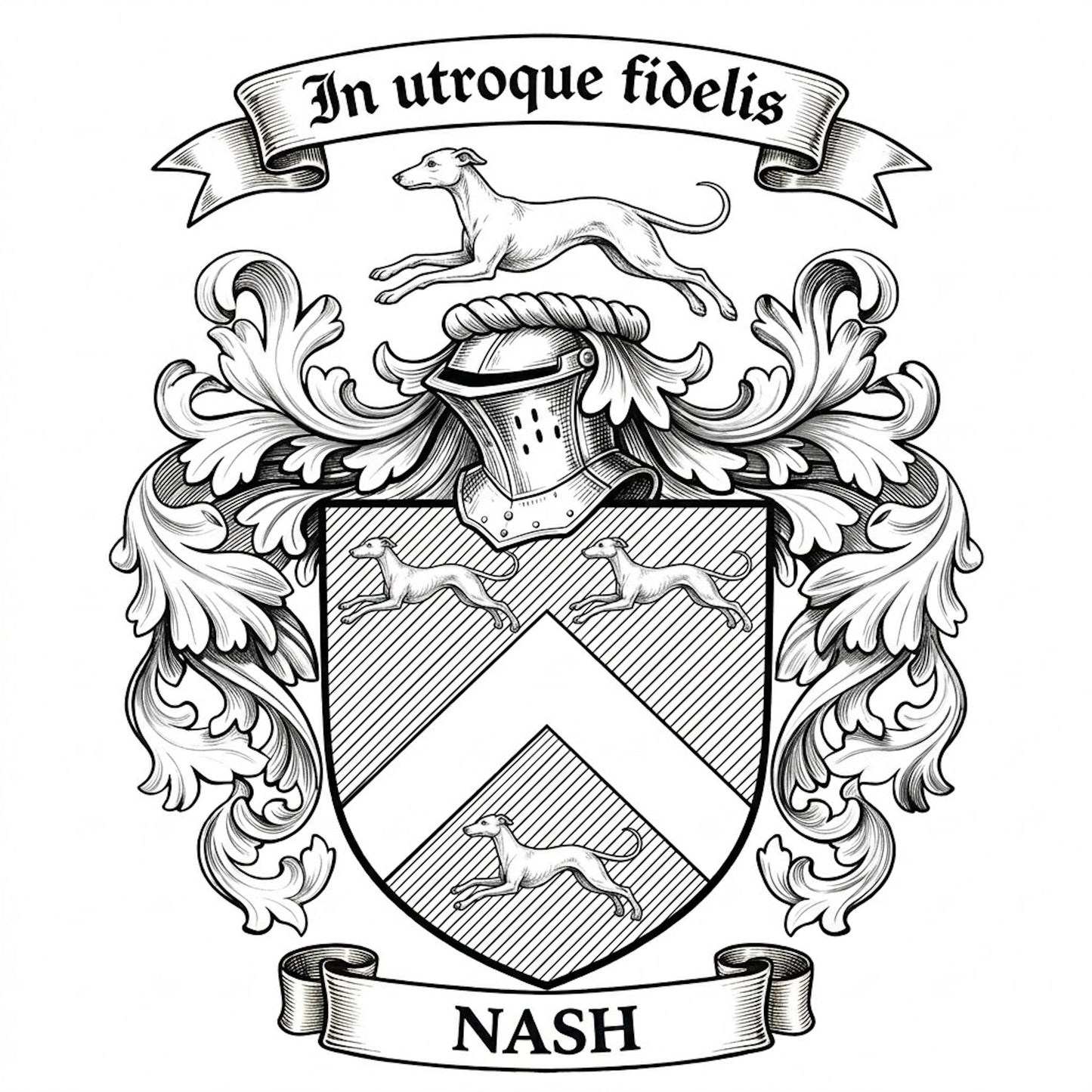 The Nash Family Coat of Arms digital download: Includes Color PNG, B&W PNG, and SVG vector files
