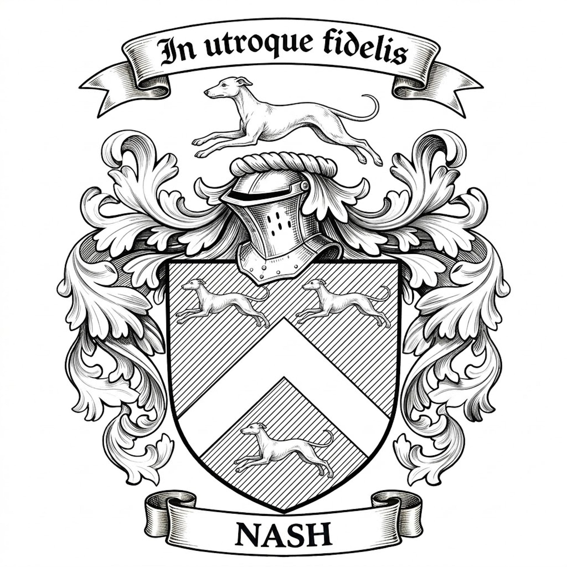 The Nash Family Coat of Arms digital download: Includes Color PNG, B&W PNG, and SVG vector files