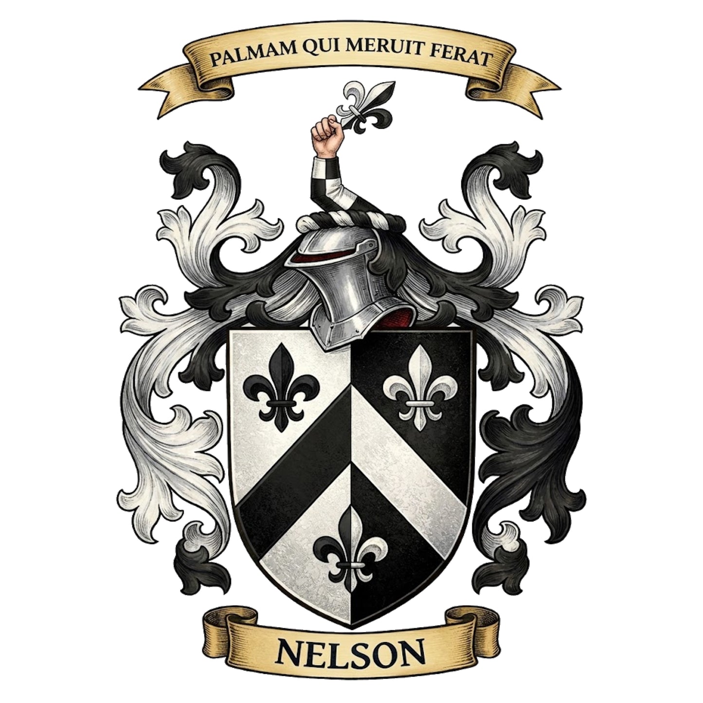 The Nelson Family Coat of Arms digital download: Includes Color PNG, B&W PNG, and SVG vector files