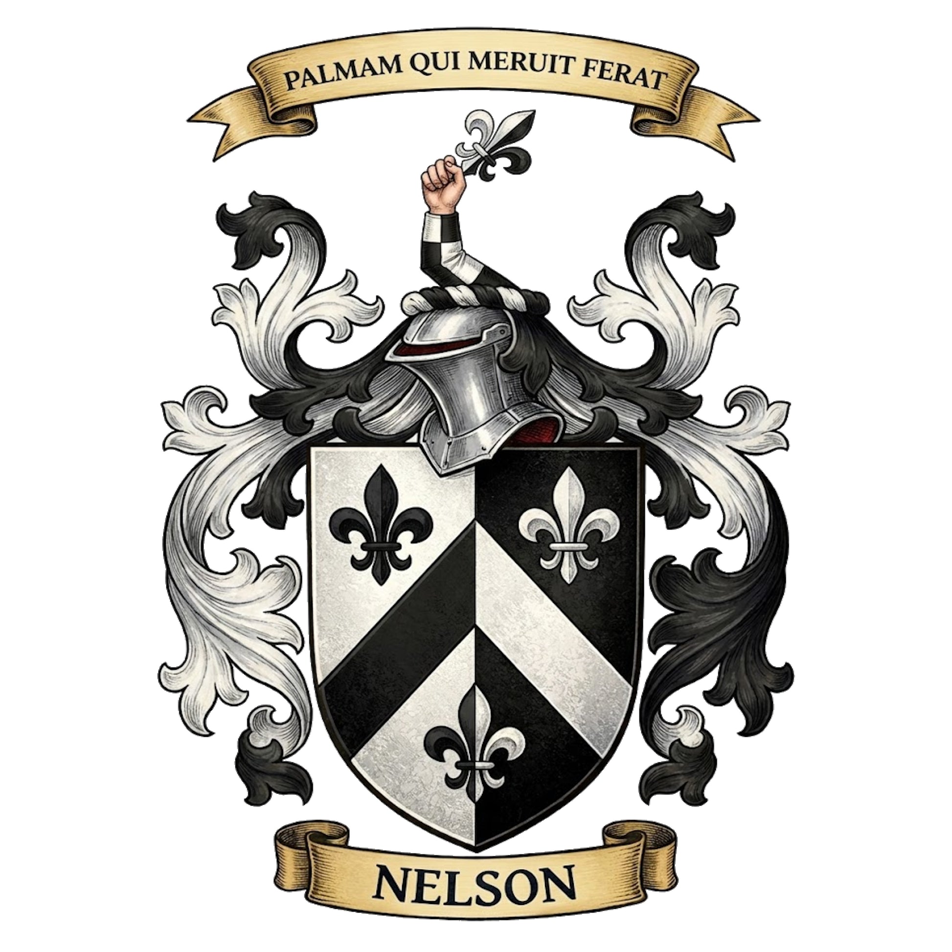 The Nelson Family Coat of Arms digital download: Includes Color PNG, B&W PNG, and SVG vector files