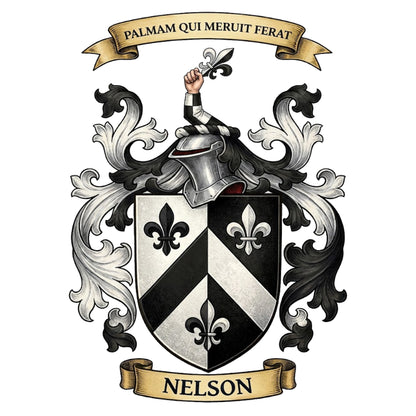 The Nelson Family Coat of Arms digital download: Includes Color PNG, B&W PNG, and SVG vector files