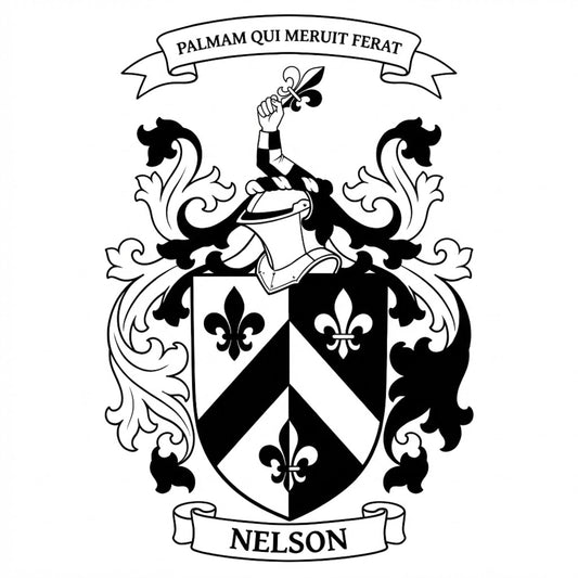 The Nelson Family Coat of Arms digital download: Includes Color PNG, B&W PNG, and SVG vector files