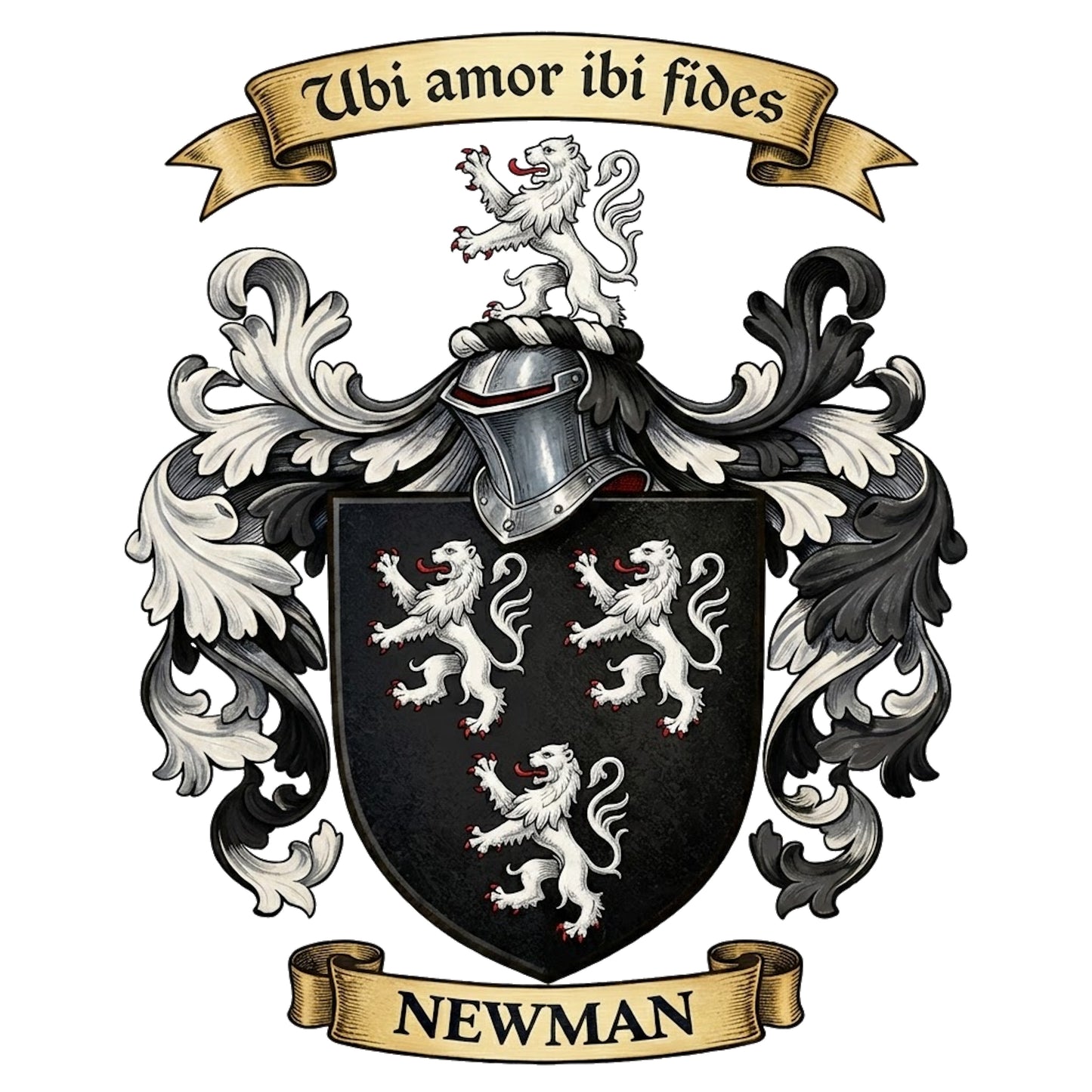 The Newman Family Coat of Arms digital download: Includes Color PNG, B&W PNG, and SVG vector files