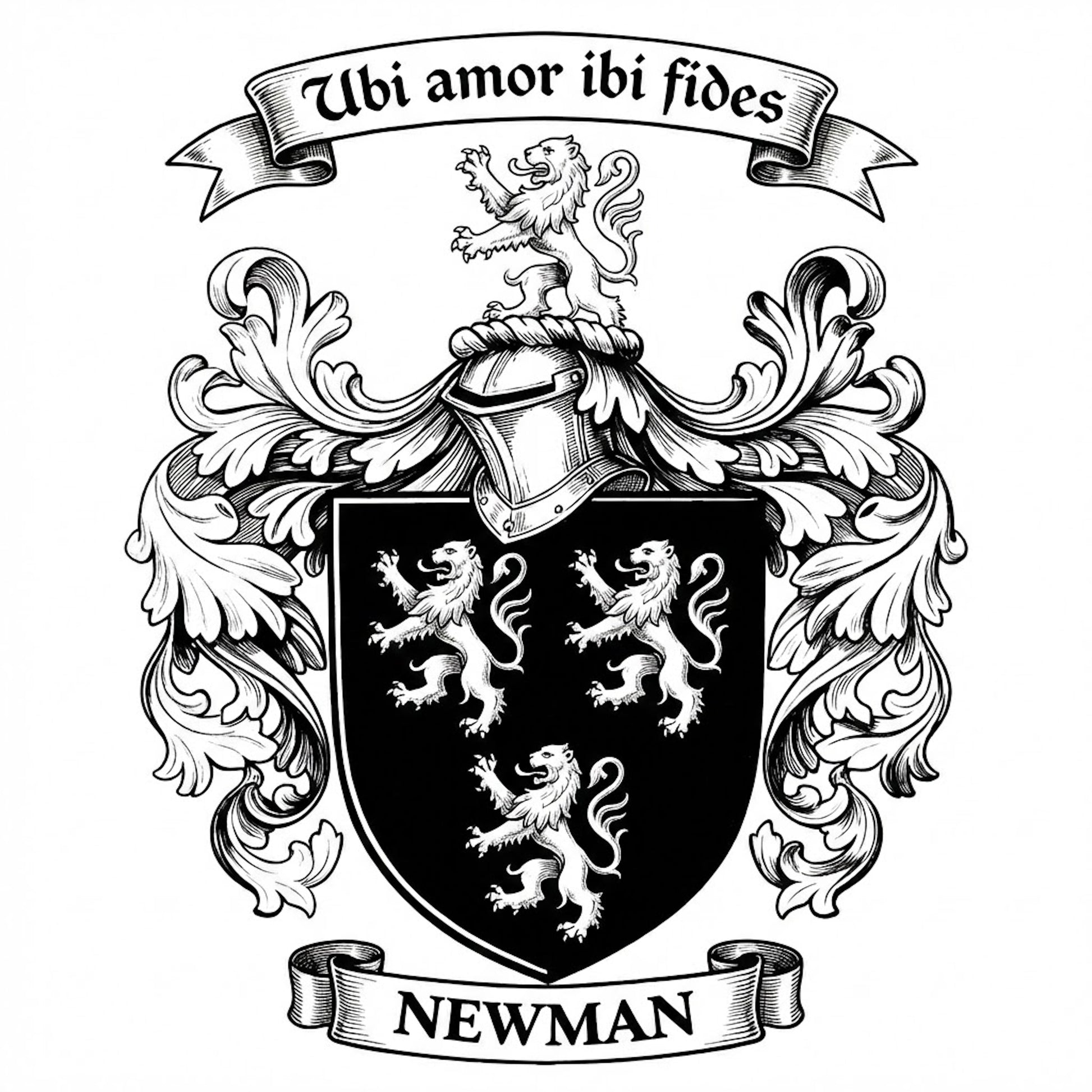 The Newman Family Coat of Arms digital download: Includes Color PNG, B&W PNG, and SVG vector files