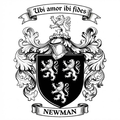 The Newman Family Coat of Arms digital download: Includes Color PNG, B&W PNG, and SVG vector files