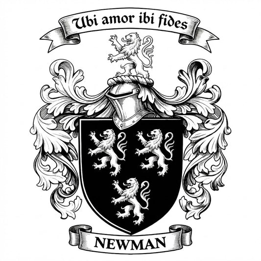 The Newman Family Coat of Arms digital download: Includes Color PNG, B&W PNG, and SVG vector files