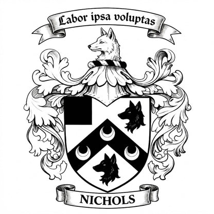 The Nichols Family Coat of Arms digital download: Includes Color PNG, B&W PNG, and SVG vector files