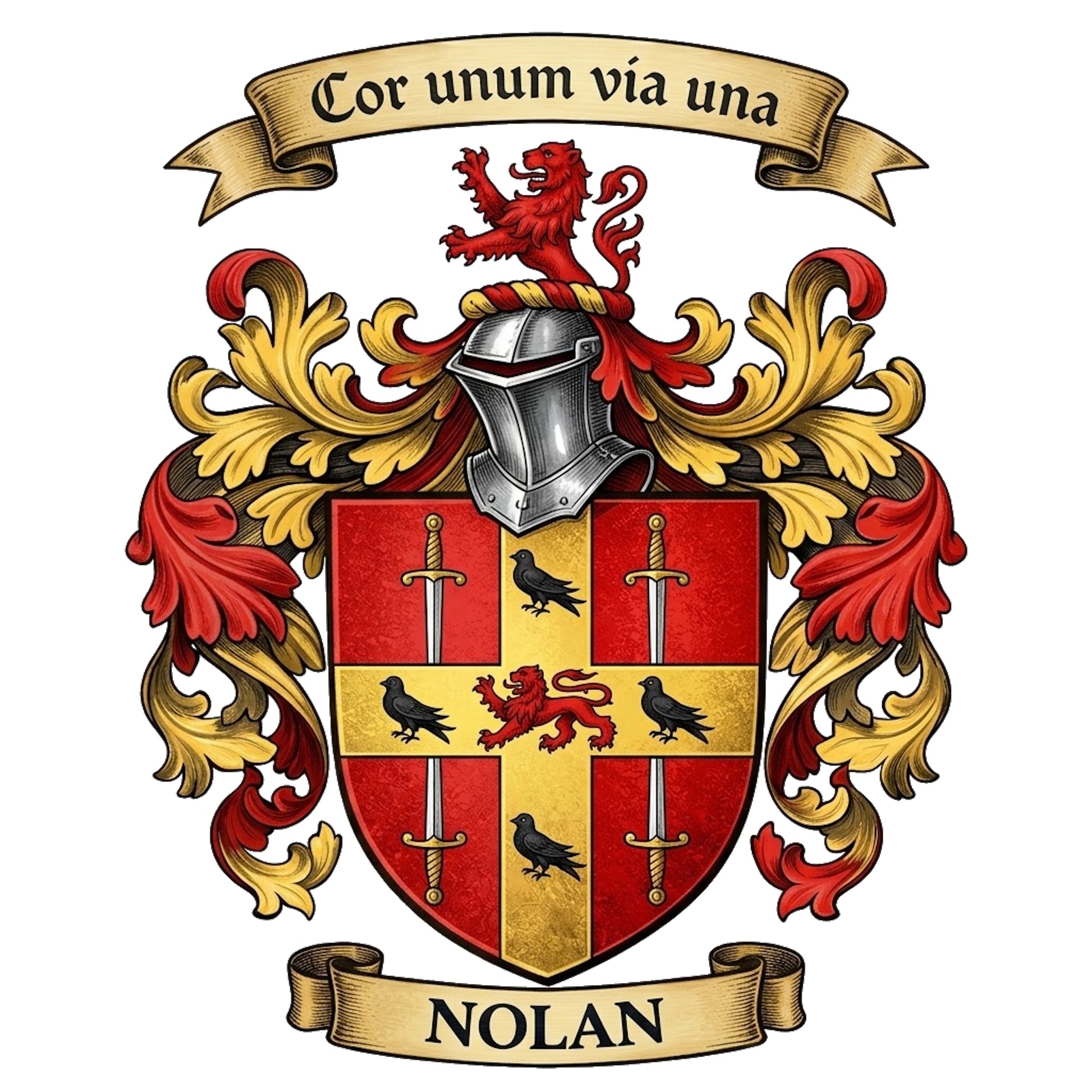 The Nolan Family Coat of Arms digital download: Includes Color PNG, B&W PNG, and SVG vector files