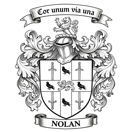 The Nolan Family Coat of Arms digital download: Includes Color PNG, B&W PNG, and SVG vector files