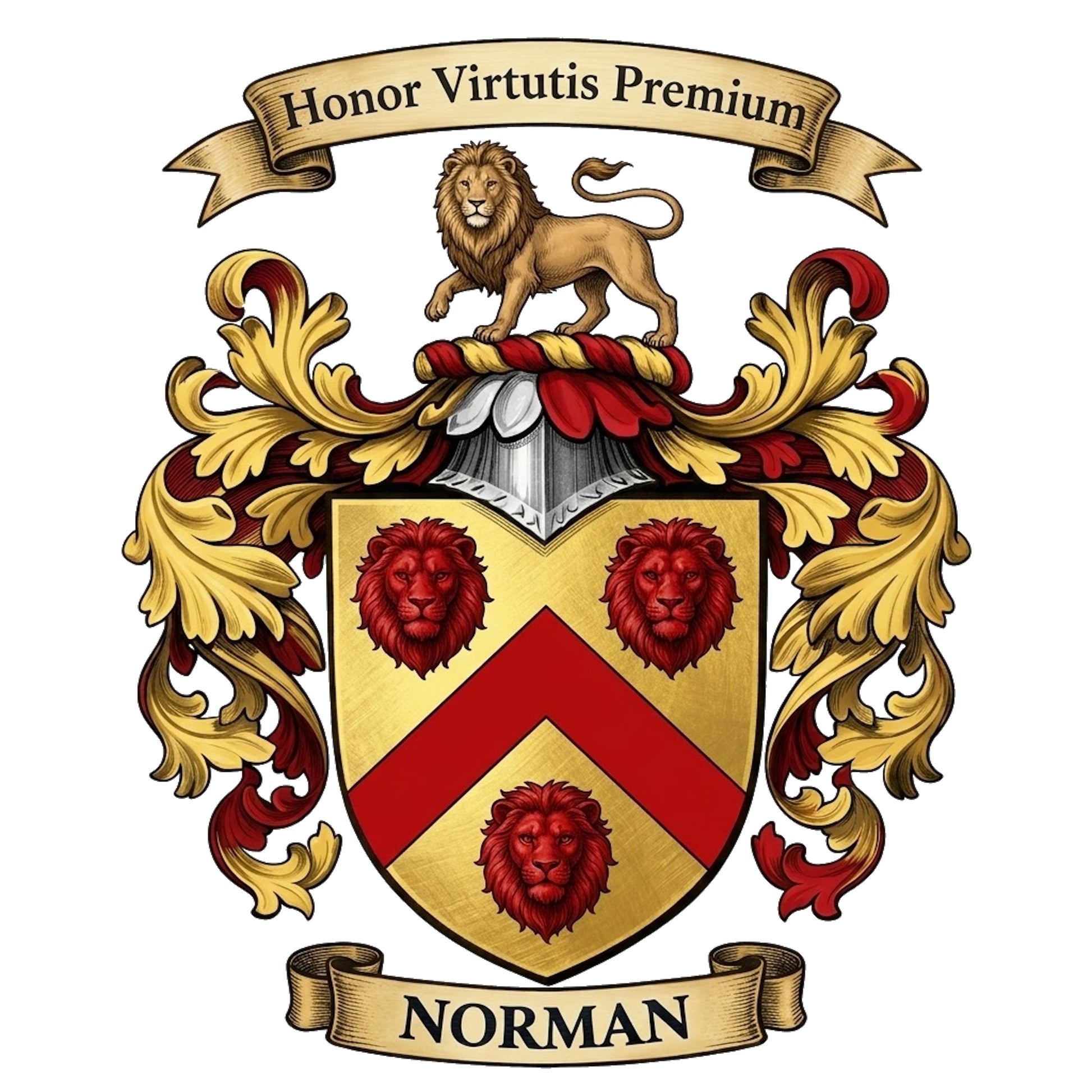 The Norman Family Coat of Arms digital download: Includes Color PNG, B&W PNG, and SVG vector files