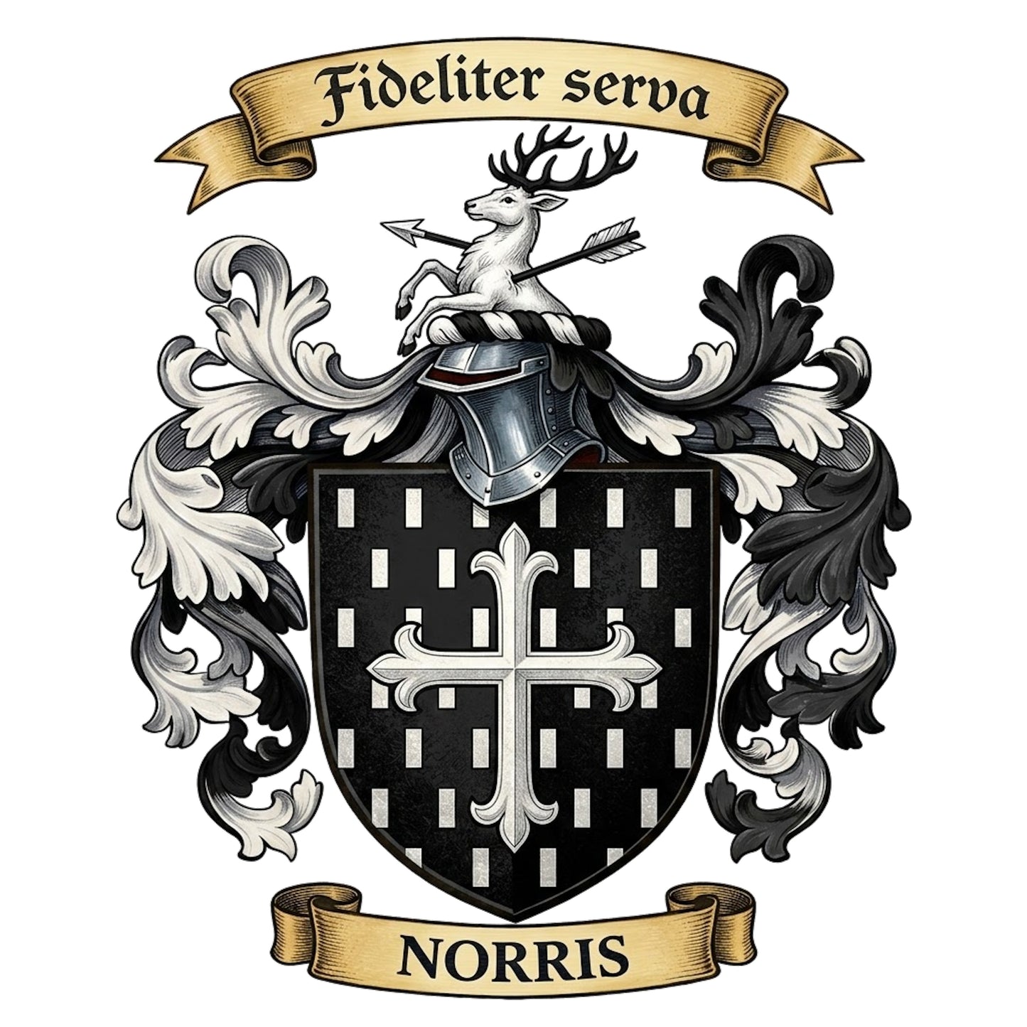 The Norris Family Coat of Arms digital download: Includes Color PNG, B&W PNG, and SVG vector files