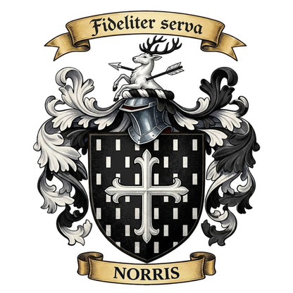 The Norris Family Coat of Arms digital download: Includes Color PNG, B&W PNG, and SVG vector files