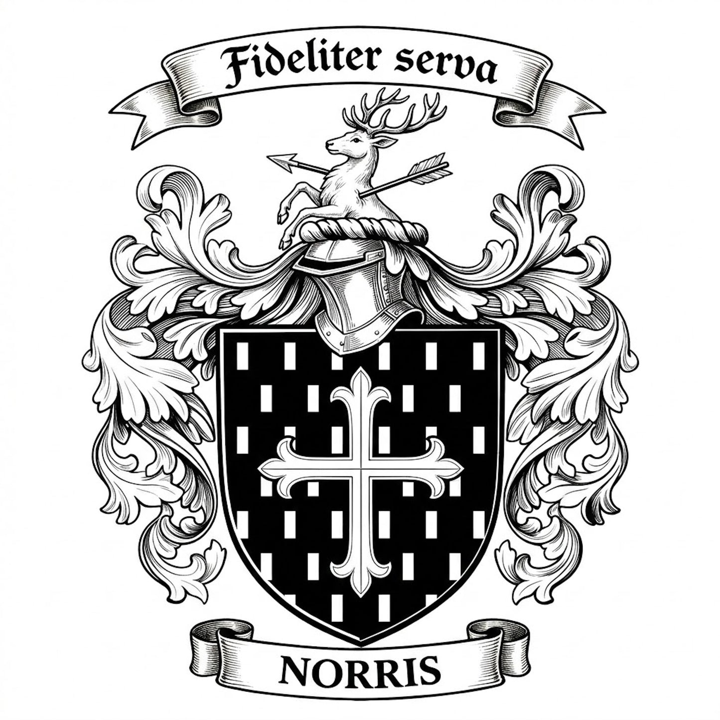 The Norris Family Coat of Arms digital download: Includes Color PNG, B&W PNG, and SVG vector files