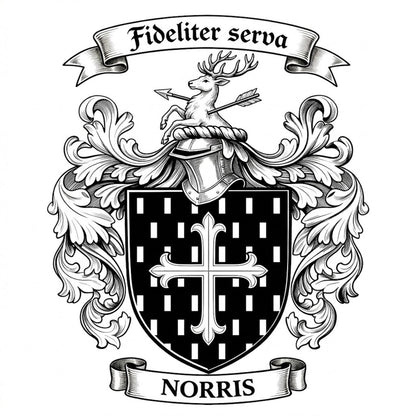 The Norris Family Coat of Arms digital download: Includes Color PNG, B&W PNG, and SVG vector files