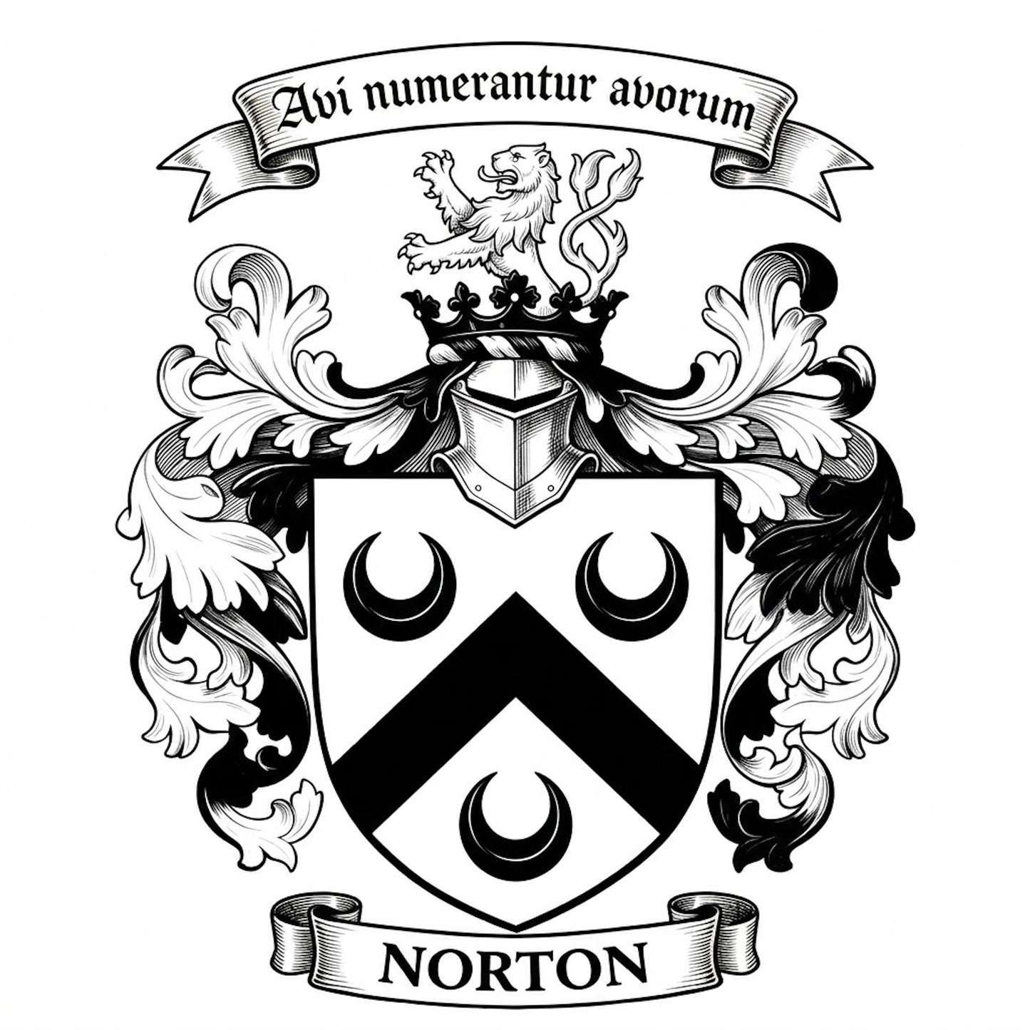 The Norton Family Coat of Arms digital download: Includes Color PNG, B&W PNG, and SVG vector files