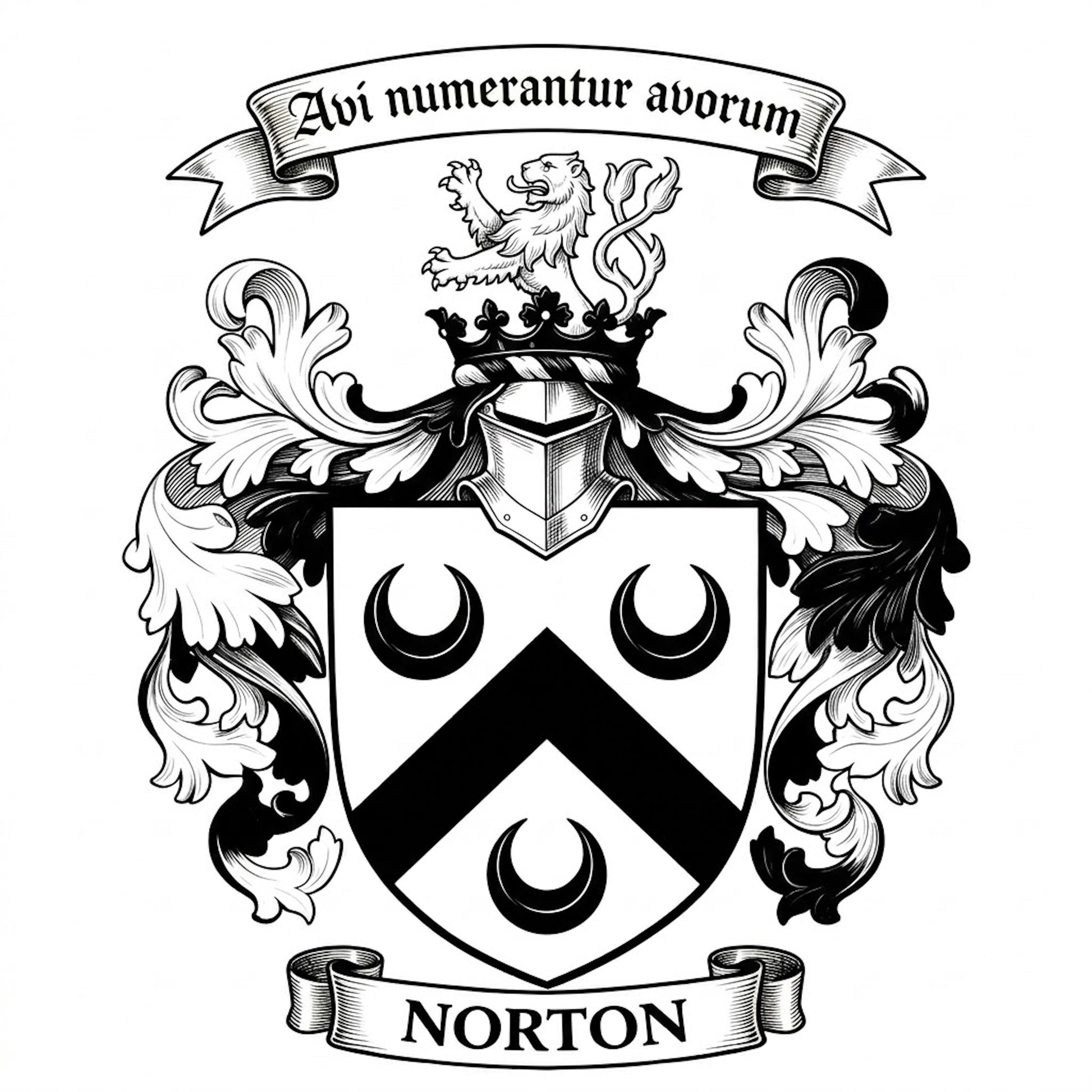 The Norton Family Coat of Arms digital download: Includes Color PNG, B&W PNG, and SVG vector files