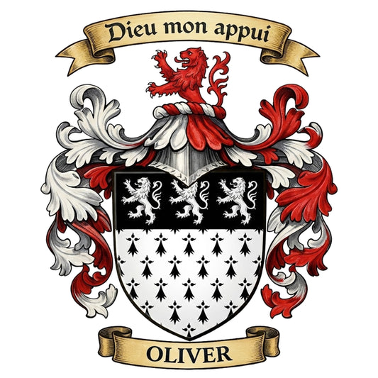 The Oliver Family Coat of Arms digital download: Includes Color PNG, B&W PNG, and SVG vector files