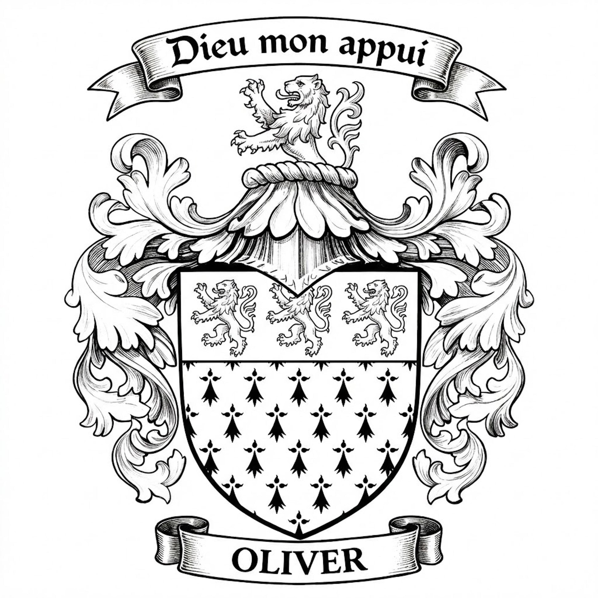 The Oliver Family Coat of Arms digital download: Includes Color PNG, B&W PNG, and SVG vector files