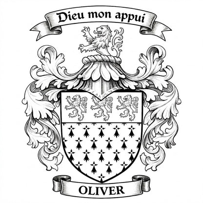The Oliver Family Coat of Arms digital download: Includes Color PNG, B&W PNG, and SVG vector files