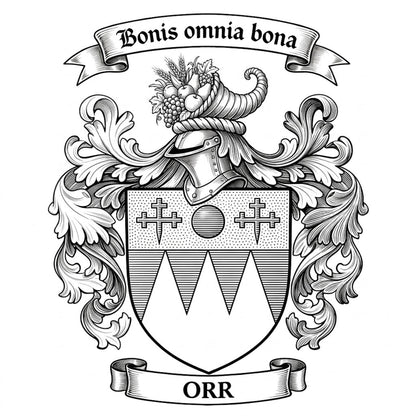 The Orr Family Coat of Arms digital download: Includes Color PNG, B&W PNG, and SVG vector files