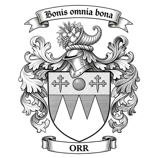 The Orr Family Coat of Arms digital download: Includes Color PNG, B&W PNG, and SVG vector files