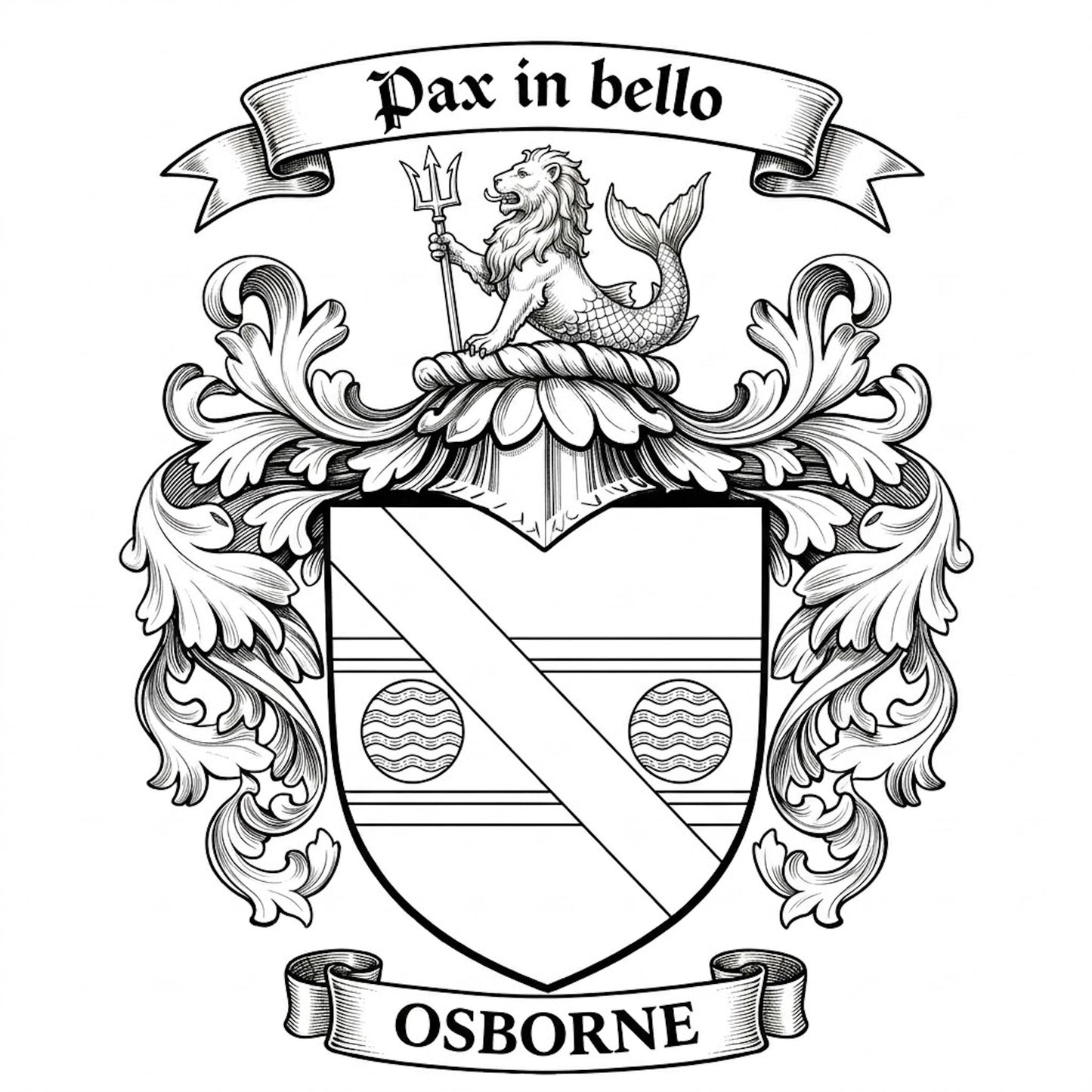 The Osborne Family Coat of Arms digital download: Includes Color PNG, B&W PNG, and SVG vector files