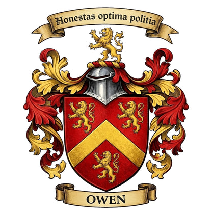The Owen Family Coat of Arms digital download: Includes Color PNG, B&W PNG, and SVG vector files