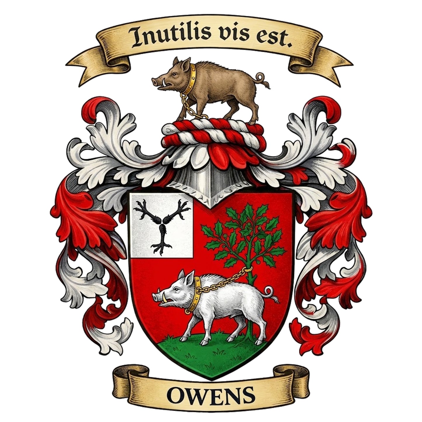 The Owens Family Coat of Arms digital download: Includes Color PNG, B&W PNG, and SVG vector files