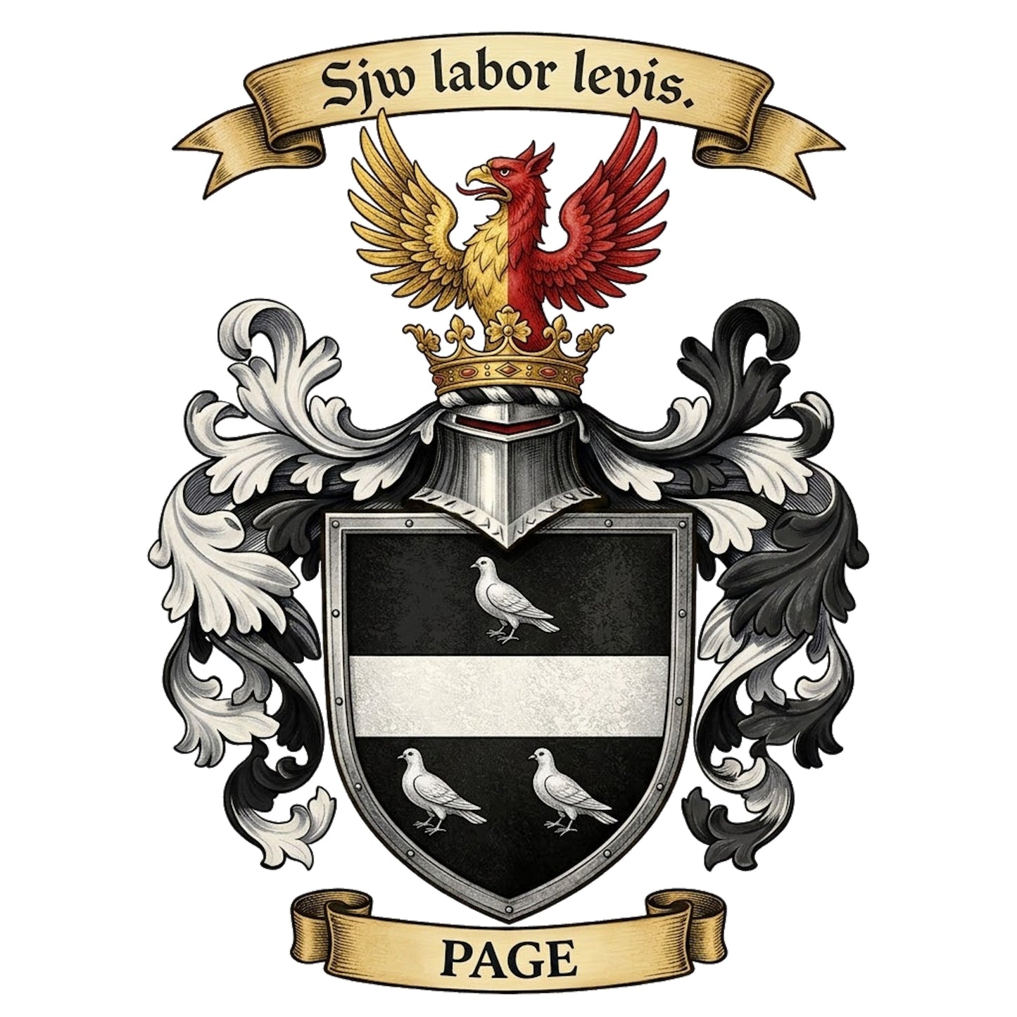 The Page Family Coat of Arms digital download: Includes Color PNG, B&W PNG, and SVG vector files