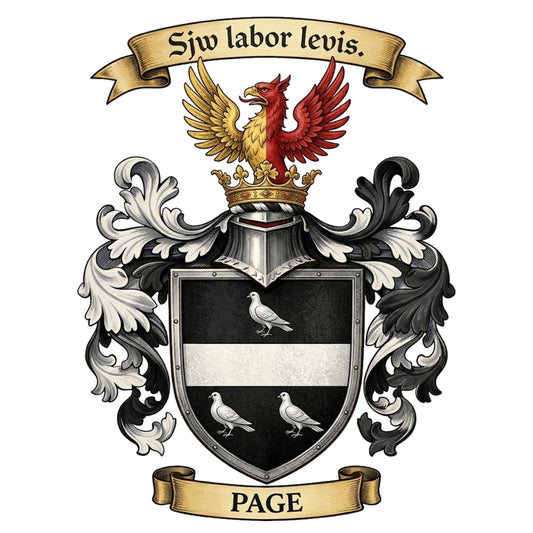 The Page Family Coat of Arms digital download: Includes Color PNG, B&W PNG, and SVG vector files