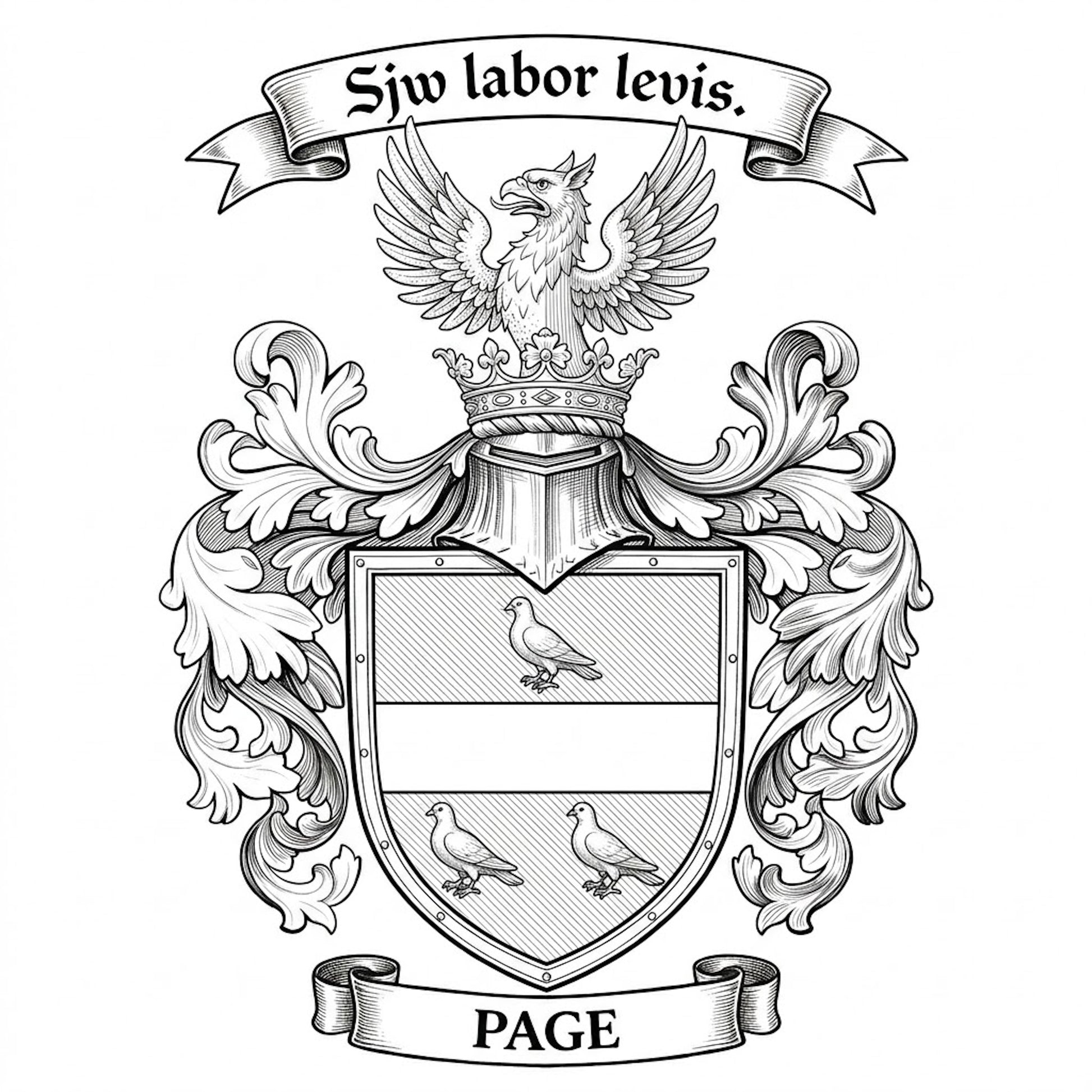 The Page Family Coat of Arms digital download: Includes Color PNG, B&W PNG, and SVG vector files