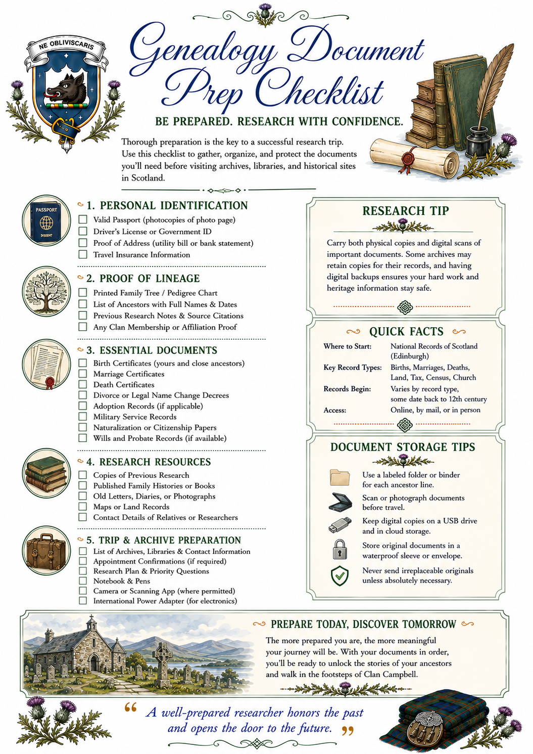 In the Footsteps of Clan Campbell: Ancestral Travel Guide & Genealogy Planner