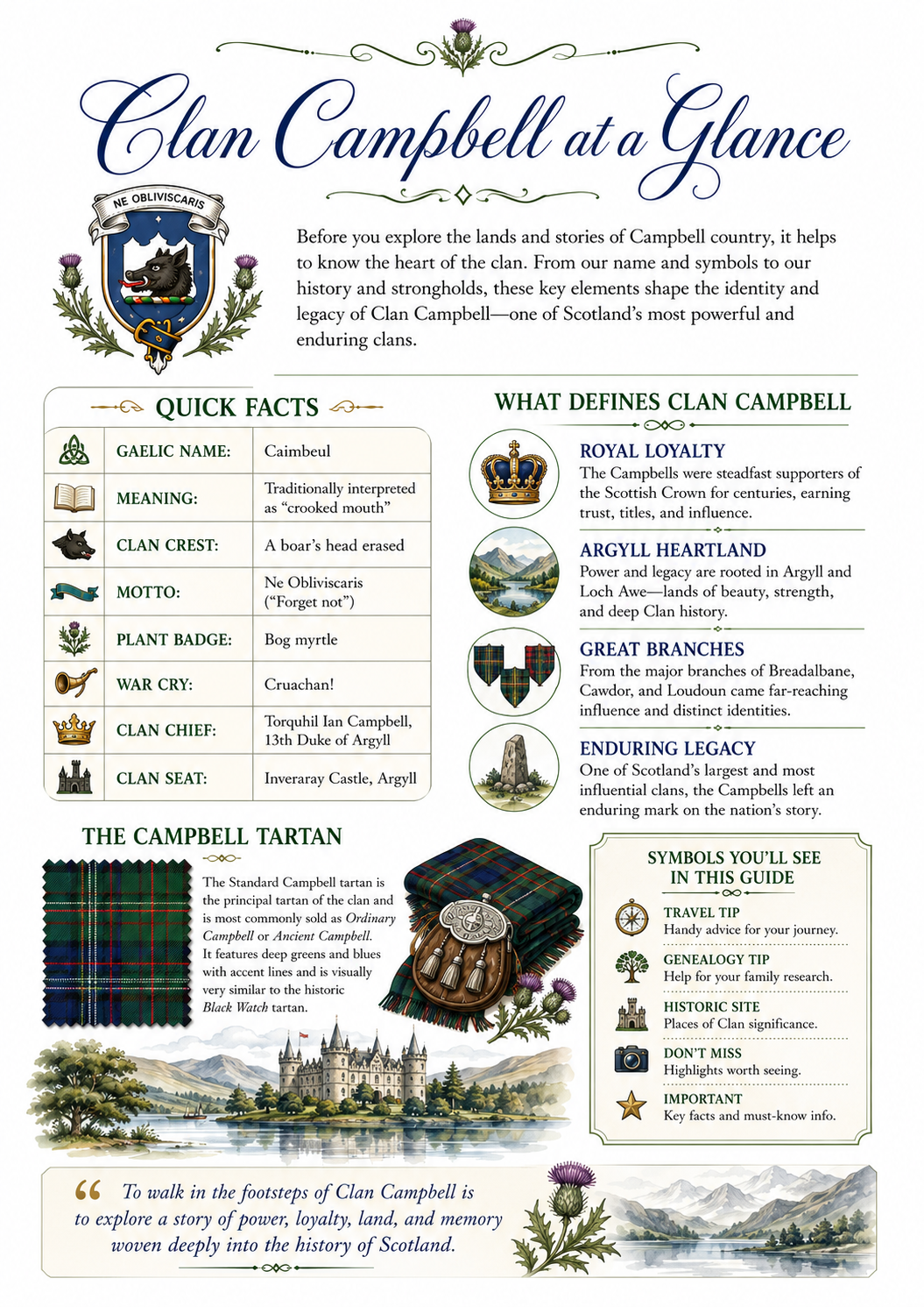 In the Footsteps of Clan Campbell: Ancestral Travel Guide & Genealogy Planner