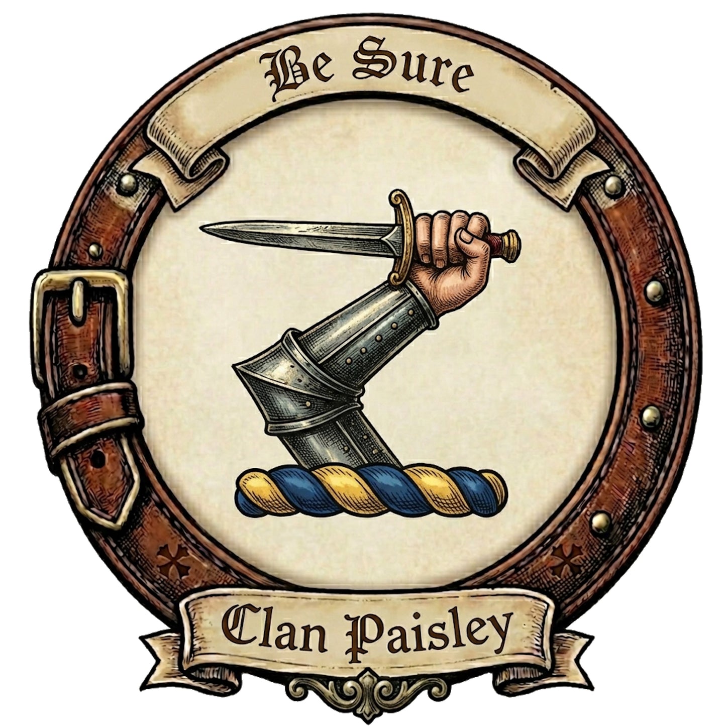 Clan Paisley Crest digital download: Includes Color PNG, B&W PNG, and SVG vector files