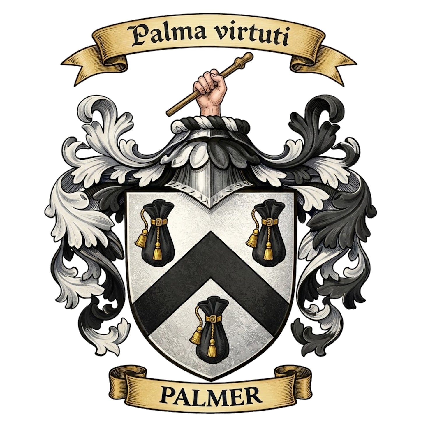 The Palmer Family Coat of Arms digital download: Includes Color PNG, B&W PNG, and SVG vector files